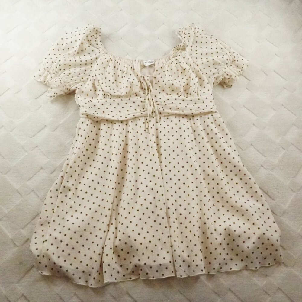 ARULA Cream Polka Dot Dress